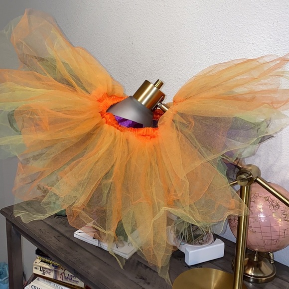 Halloween tutu orange purple black lime green tull satin ribbon bow & waistband - Picture 8 of 9